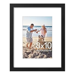 decorUhome 8×10 Picture Frame, Display Pictures 5×7 with Mat or 8×10 without Mat, Wall & Tabletop Display Photo Frame, Black, 1 Pack