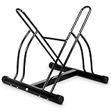 GOPLUS Fahrradständer, Fahrradaufbewahrung, Fahrradparker, Bicycle Stand, Bodenparker, Mehrfach für 2 Fahrräder, Schwarz, 60x53x56cm