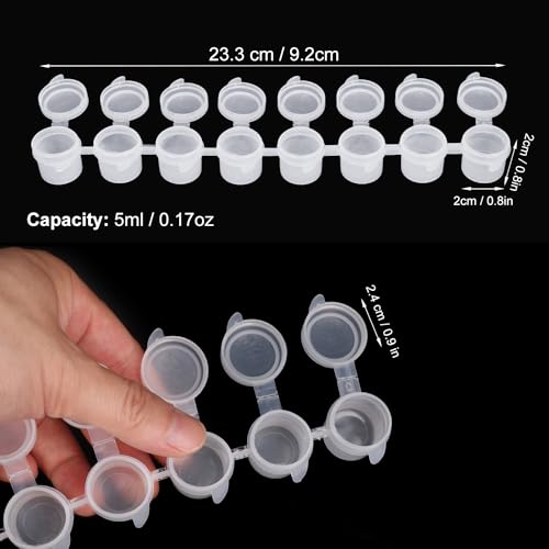 Image of 1200 Pieces 0.17oz Empty Paint Pot, 150 Strips Acrylic Mini Paint Container Strips Storage with Lids for for Art, Outdoor Sketching, and Art Festivals Art Festivals, White