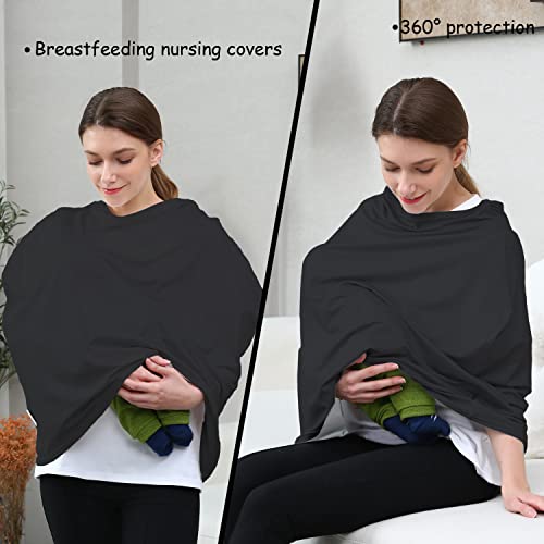 Image of Carseat Covers for Baby Breastfeeding - Multi use Car Seat Canopy Cover, Infant Stroller Canopy Cover for Boy and Girls (Black Print)