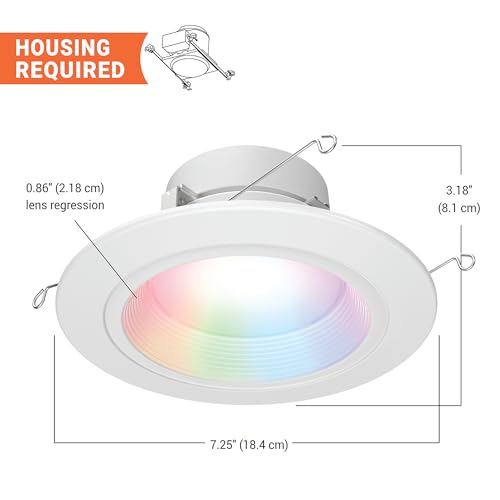 HALO RL LED Recessed Lighting 5/6 in Smart WiFi RGBWW Canless ceiling Light - image 9