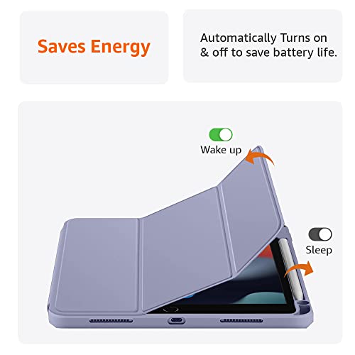 Image of Amazon Basics Smart Case Cover for Apple iPad 10.2 inch 2021 9th /8th /7th Gen (2021 /2020 / 2019) with Trifold Stand [Transparent Back with Soft Sides] [Auto Sleep /Wake Case] [Pencil Holder] - Lavender