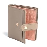 [HAKATA NO MORI LEATHER] 2つ折り 財布 レディース 本革 ミニ財布 人気 ボックス box型 小銭入れ スキミング防止 使いやすい お札が折れない コンパクト財布 (ベージュグレー)