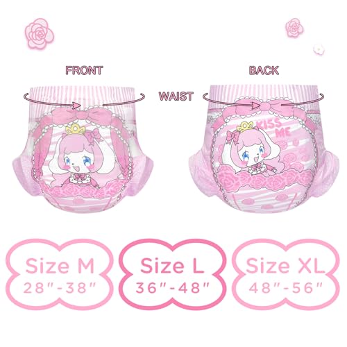 Image of Littleforbig Adjustable Hook-and-Loop Fastener Closure Adult Printed Cloth Back Diaper 10 Pieces - Little Beauty (X-Large 48 inch-56 inch)