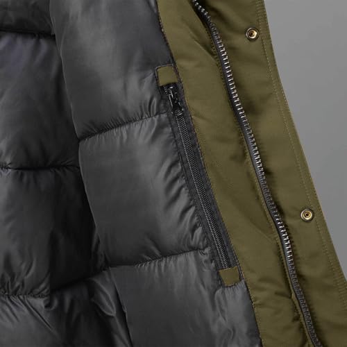 Mens Mid-Length Puffer Jacket Winter Coat with Faux Fur Trim Hooded Waterproof Windproof Padded Down Parka Coats3