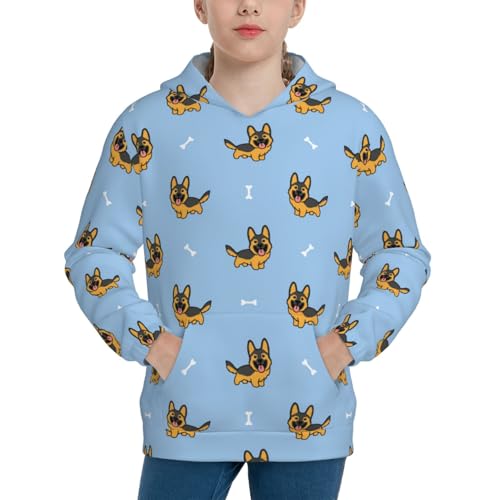 Cute Puppy Kids Pullover Hoodies Boys Sweatshirts Girls Athletic Clothes with Pocket