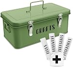Flexzion Multipurpose Metal Storage Box - Metal Box with Lid, Handles, and Dual Latches for Medical and Tool Storage - 4 Compartments with Safety Lock, Green