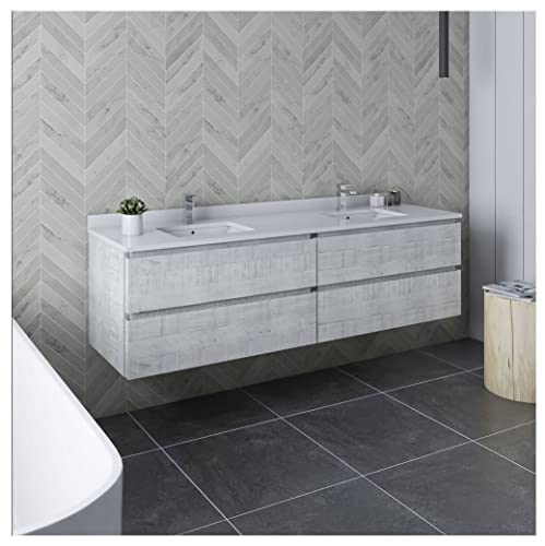 Fresca Formosa 72" Wall Hung Double Sink Modern Bathroom Cabinet W/Top & Sinks #TOP4