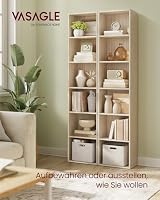VASAGLE Custos Kollektion - Bücherregal, 6-stöckiges Regal, offenes Aufbewahrungsregal, Standregal, 24 x 40 x 178,5 cm, für Wohnzimmer, Homeoffice, Esszimmer, naturbeige LBC167L01 – Ansicht 3