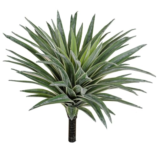 Artificial Plants Fake Agave Succulent Plant Big Size Faux Agave Angustifolia Succulents Stems for Indoor Outdoor Realistic & Natural Home Decor Plants for Office Perfect Housewarming Gift (White, s)