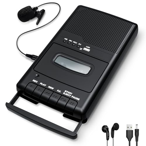 Schuhkarton-Kassettenrekorder, Tragbarer Audio-Kassettenrekorder | Konvertiert Kassetten in USB-Digital | USB-Player mit Einziehbarem Griff, Separatem Mikrofon, Eingebautem Lautsprecher