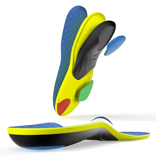Image of Bukihome Running Insoles for Men Women - Arch Support Orthotics Inserts - Shock Absorption and Cushioning for Basketball Walking - Comfortable Insole for Standing All Day(Light Blue, L)
