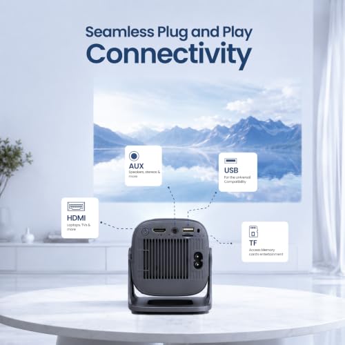 Image of AILKIN |Smart Projector 4K Ultra HD| Supported with Android 14, WiFi 6 & Bluetooth 5.0, 500 ANSI HD 1080P Portable Projector for Room, 120 inch Display, Screen Cast & 8W Speaker
