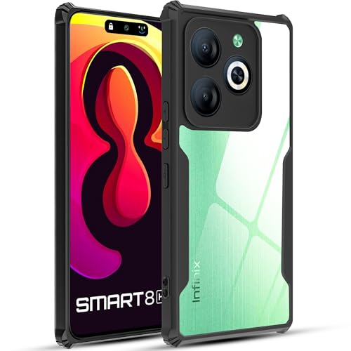 Image of A rtistque Clear Hard Transparent Acrylic Armor Anti-Drop Shockproof TPU Edge Back Cover Case for Infinix Smart 8 HD - Black