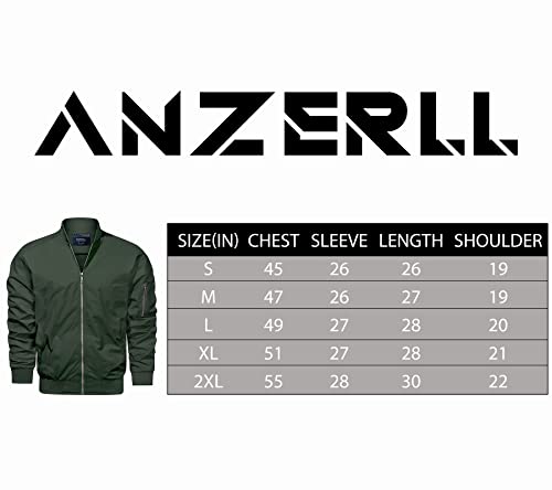 Anzerll Men's Flight Bomber Jacket Casual Lightweight Softshell Windbreaker Slim Fit Varsity Jacket Coat(Army Green S) #TOP4