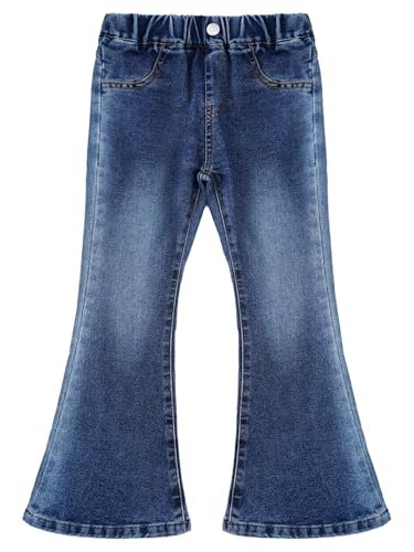 Hularka Kids Girls Summer Casual Flared Bell-Bottom Jeans Vintage Flared Leg Denim Pants Denim Trousers with Pockets4