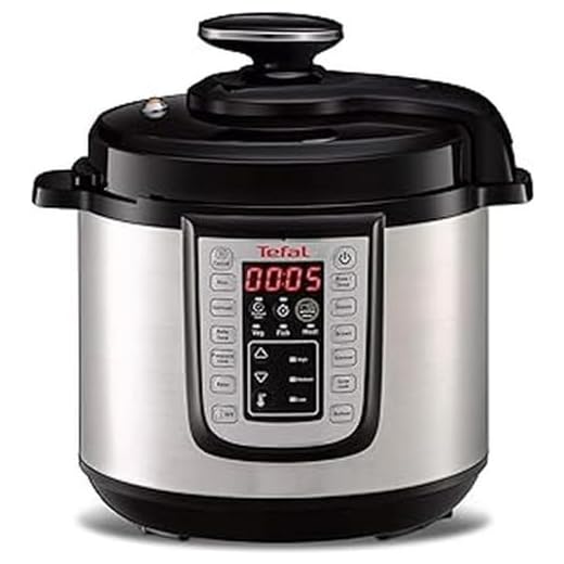 Tefal Fast&Delicious CY505E10 - Olla de acero inoxidable con 25 programas de cocción a presión rápida, tecnología de presión segura, 6 L, 6 personas, pantalla de control en inglés, color negro