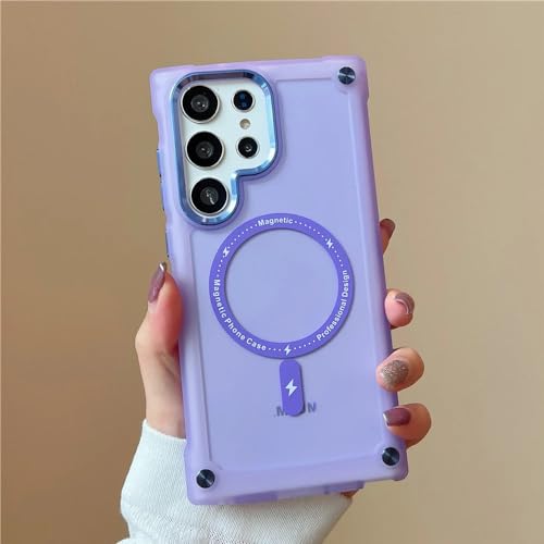 Étui de charge sans fil pour Samsung S22 violet transparent antichoc