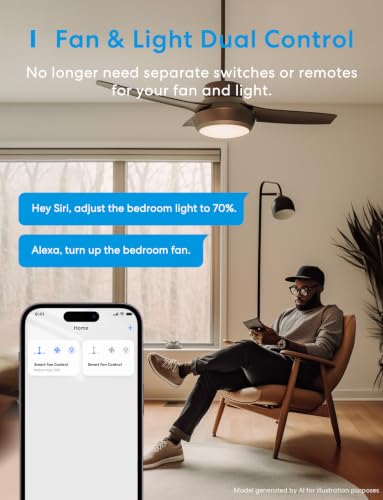 Image of meross Smart Ceiling Fan Control & Dimmer Light Switch | Works With HomeKit, Alexa, Google, SmartThings, 4-Speed Fan Control, 2.4G Wi-Fi, Neutral Wire Needed, Single Pole