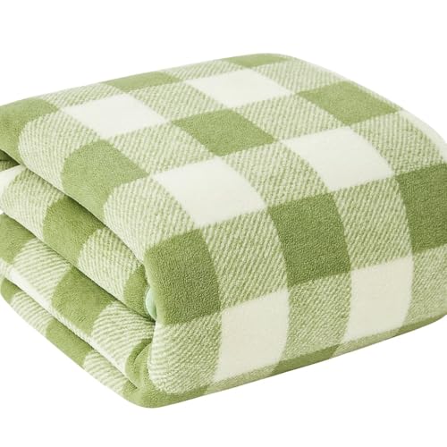 Image of Cortina Checks Printed Microfiber Towels for Bath Large Size-Super Soft Coral Fleece Bathing Towel with Hook Quick Dry Super Absorbent-Bath Towel for Men and Women-70x140 cm [Green]