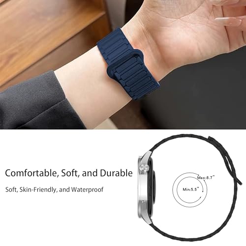 Blueshaweu 22mm armband Kompatibel für BIGGERFIVE Brave 2 Smartwatch Kinder, Weiches Silikon Ganz Magnetisch Einstellbar Uhrarmband Kompatibel für BIGGERFIVE Smartwatch Kinder BW01,BW02 (blau)