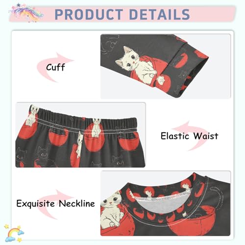 senya Cat Bed Black Pajamas Set Long Sleeve Soft Cotton Sleepwear 2 Piece4