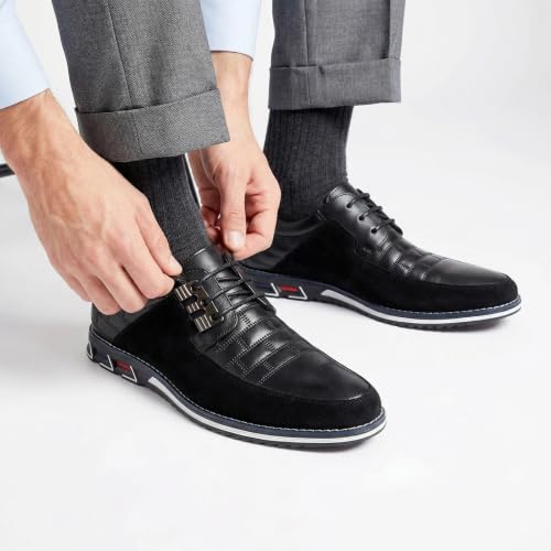 Image of Mens Dress Shoes Casual Business Oxford Derby Orthopedic Leather Shoes Simple Lace-up Walk Loafers Flats Shoes for Men