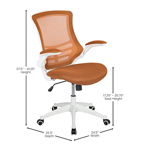 Flash Furniture Kelista Office Chair, Ergonomic, Mid-Back, White Frame, Tan Mesh With Swivel #TOP2