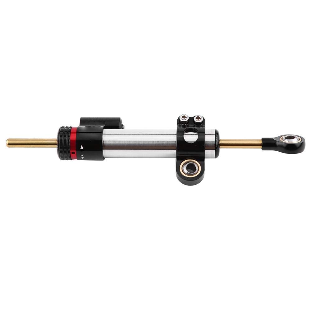 Qiilu Amortisseur de Direction, CNC Aluminium Stabilisateur d'Amortisseur de Direction de Moto Universel pour MT10 MT 07 MT09(Court)