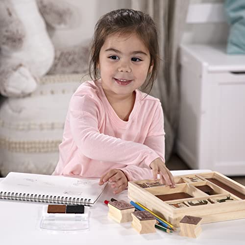 Melissa & Doug Wooden Stamp Activity Set: Horse Stable - 10 Stamps, 5 Colored Pencils, 2-Color Stamp Pad - Horse Stamps With Washable Ink, Horse Gifts For Girls And Boys Ages 4+ #TOP4