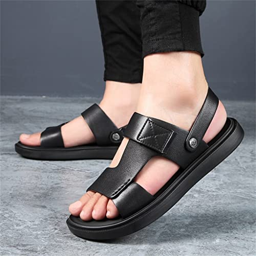 Men's Sandals Genuine Leather Breathable Beach Shoes Leather Men Sandals Slides Jeans Boots Business(44)4