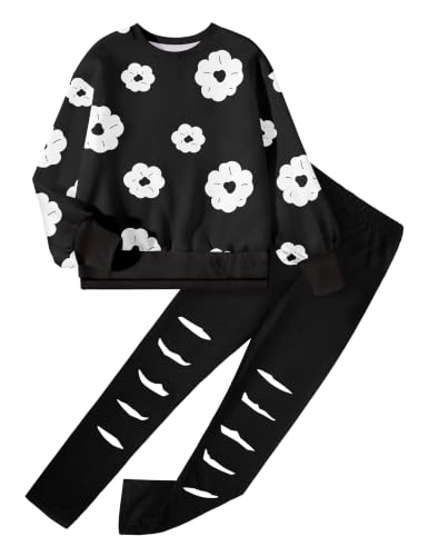 Image of Girls Clothes, Girls Outfits Tie Dye Sweatshirt Tops and Leggings Sweatpants 2 Piece Fall Winter Clothes Set 6-16T