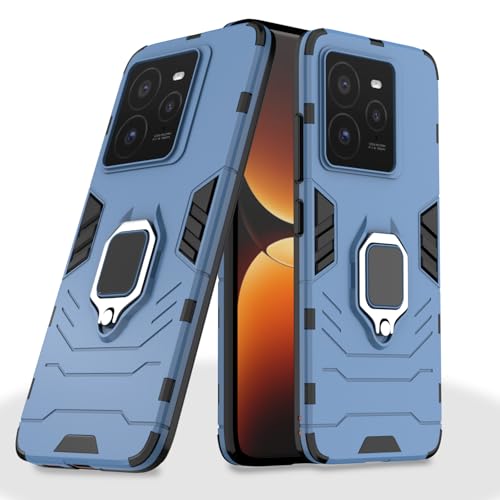 Image of Pikkme D5 Tough Armor Bumper Case | 360 Protection Case | Ring Holder Stand Back Cover for Realme GT 7 Pro 5G (Blue)