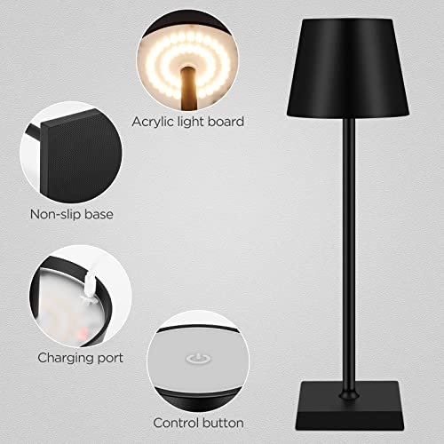 S Sunsbell Cordless Table Lamps Metal Led Desk Lamp Portable Wireless Bedside Lamps Usb Rechargeable Night Light Touch Adjustable Brightness Reading Light 5200Mah Battery Powered Decoration Lights #TOP5