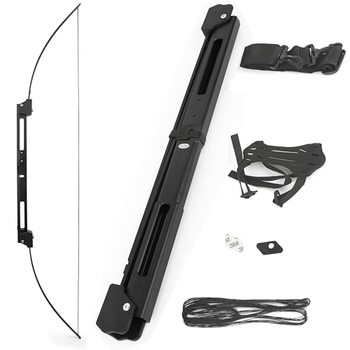 58' Collapsible Bow 25-60Lbs Tactical Survival Bow Two Section Foldable Ambidextrous for Jungle...