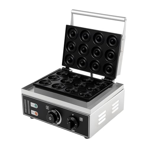 Commercial Waffle Donut Machine, Donut Maker Machine Electric Doughnut Baker Maker Machine, 110V Commercial Use Nonstick, 12-Count Machine, 1550W Double-Sided Non-Stick Baking Quick HeatingEasy Clean
