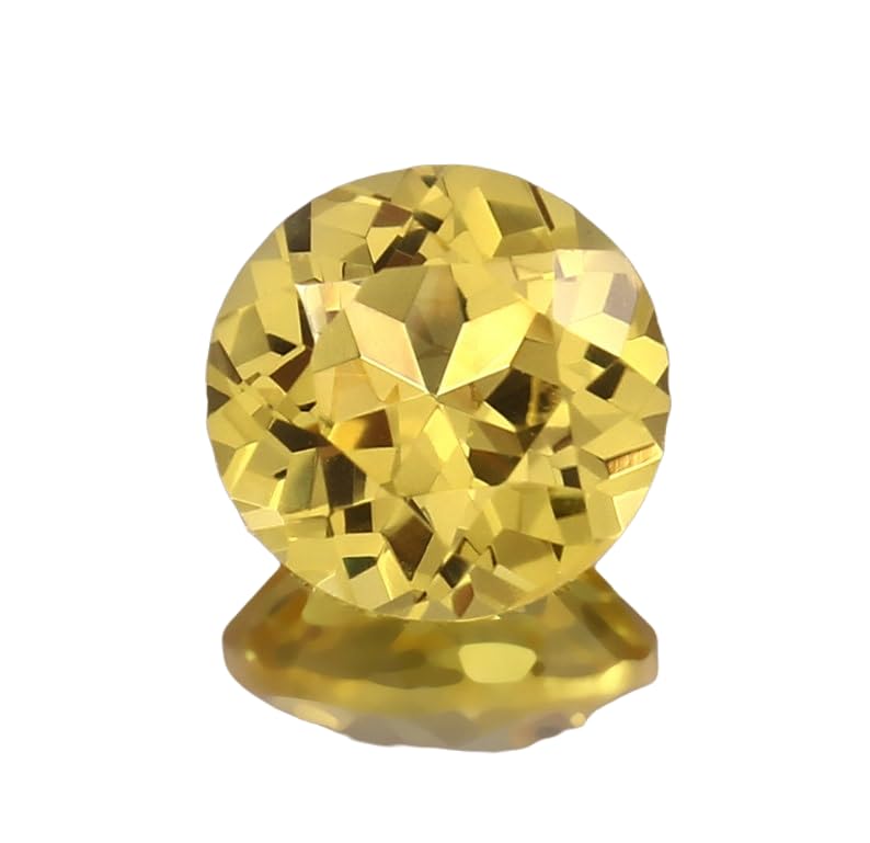 Saphir jaune de Ceylan gemme ronde facettée 10 mm pour bague et pendentif