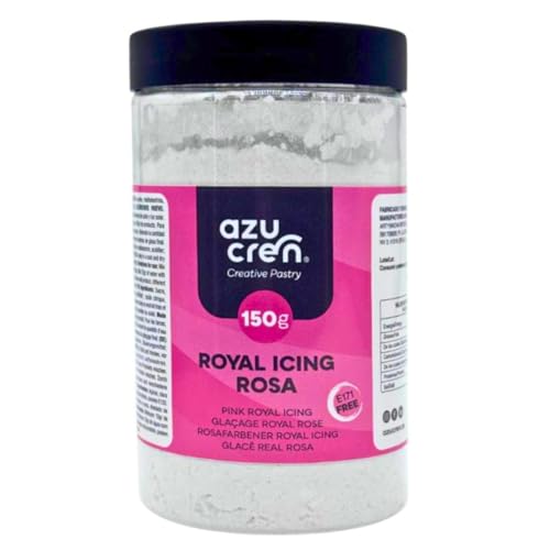 Azucren, Royal Icing para Galletas, Royal Icing Preparado, (Glasa Real), Fácil de Usar, para Decoración de Tartas y Galletas, Bonito Glaseado, Solo Añadir Agua y Listo (150 Gramos, Rosa)