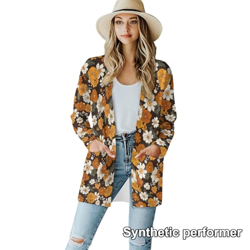 Image of Cardigan Sweaters for Women Long Sleeve Cardigan Soft Drape Open Front Fall Dusters V-Neck Jackets Dressy Loose Coat