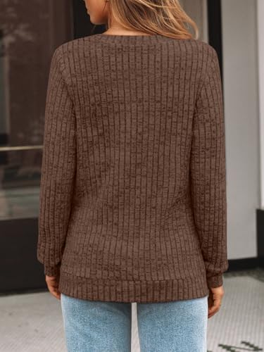 Image of AUTOMET Womens V Neck Long Sleeve Shirts Fall Tops 2026 Lightweight Sweater