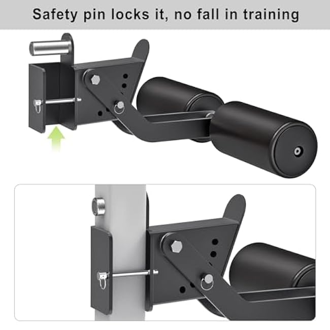 Nordic Hamstring Curl Attachment for 2 x 2 or 3 x 3 Power Rack, 6 Height Adjustable Leg Hold Down with Leather Surface for Home Gyms