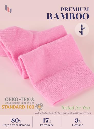 Hugh Ugoli 3 Pairs Silky Soft Premium Bamboo Socks for Girls, Boys, Kids, Absorb Sweat, Knee High Long Dress School Uniform4