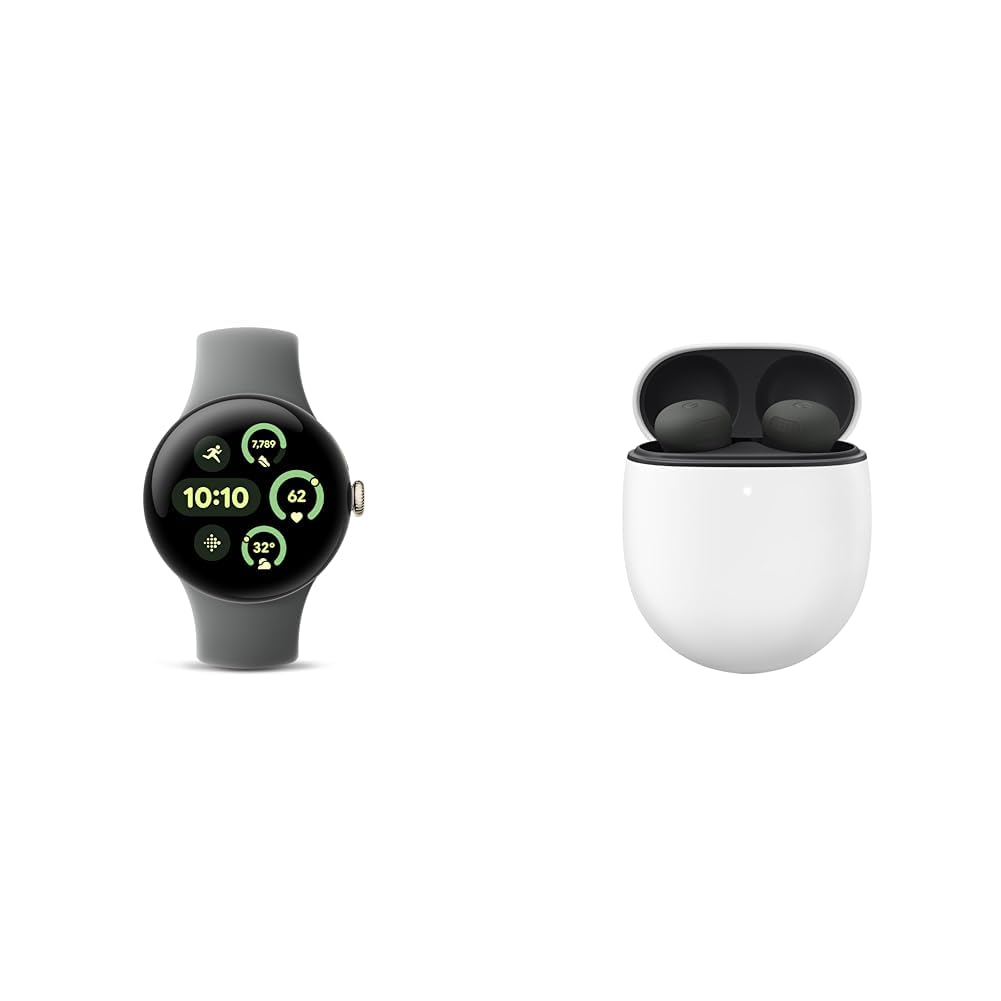 Google Bundle - Pixel Watch 3 (Champagne Gold - Hazel Band - 41mm WiFi) & Pixel Buds Pro 2 Earbuds (Hazel)