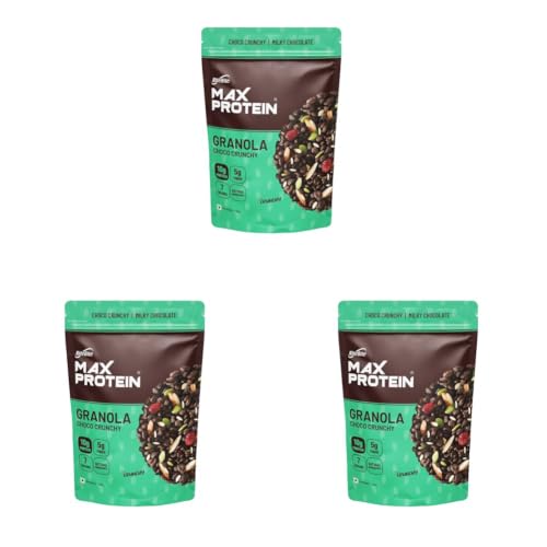 Image of RiteBite Max Protein Granola Choco Crunchy 500g | 7 Grains| 10g Protein| 5g Fiber| Natural Ingredients| Breakfast Granola| Simply Delicious| Vegan (Pack of 3)