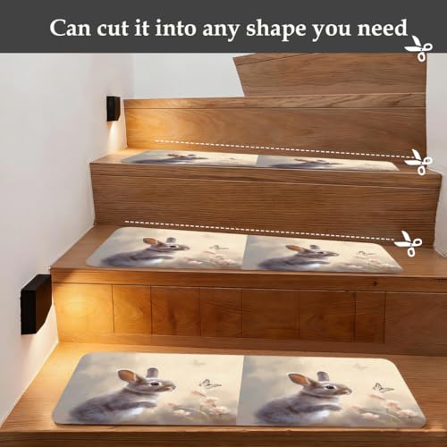 Protectores de escalera interiores de conejo gris para hogar 7