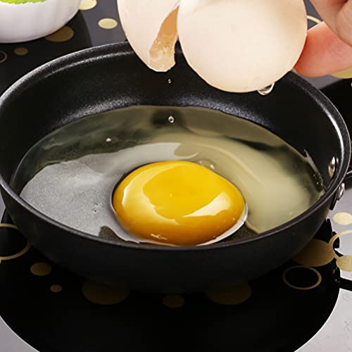 Luxshiny Japanese Omelette Pan 2Pcs Frying Pan Round Egg Pan One Egg Fry Pan Egg Pancake Maker Omelet Non-Stick Mini Small Egg Skillet Dishwasher Safe Cookware For Home Kitchen (Black) Egg Frying Pan #TOP4