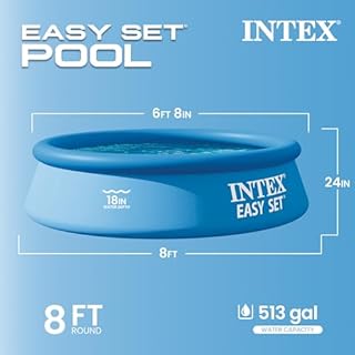 Intex Easy Set 8 ft x 24in Above Ground Pool Set, Round Inflatable Swimming Pool with 330 GPH Cartridge Filter Pump and Type H Cartridge
