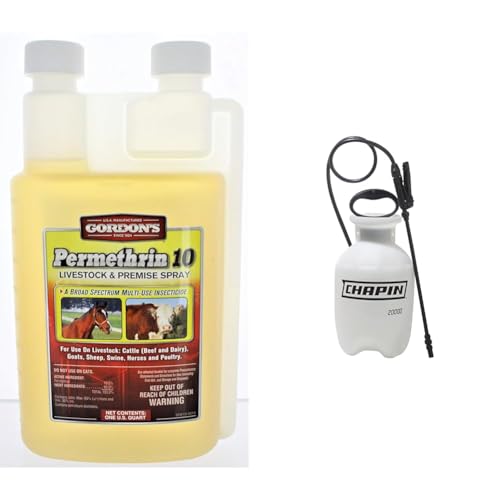 Gordon's Permethrin 10 Livestock & Premise Spray, 1 Quart, Chapin 1-Gallon Lawn and Garden Pump Pressured Sprayer Bundle
