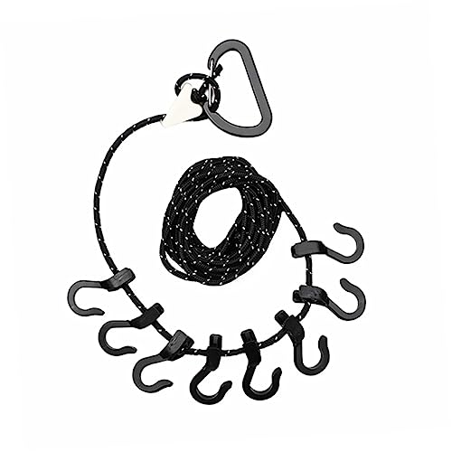 BESPORTBLE 1 Juego Tendedero Estirador Girar Cordón Balancearse Equipo De Camping Retráctil Correas De Columpio Colgante Polos Carpa De Lona Acollador Enganchado Poliéster Black