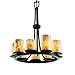 Justice Design Group Alabaster Rocks! 9-Light Chandelier - Matte Black Finish with Shaved Alabaster Rocks Cast Into Resin Shade